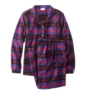 LL Bean Scotch Plaid Flannel Pajamas Plaid Women's Tall